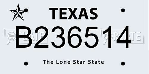 B236514 Texas License Plate
