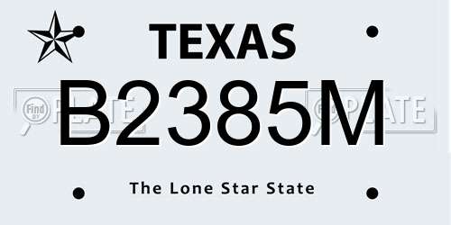 B2385M Texas License Plate