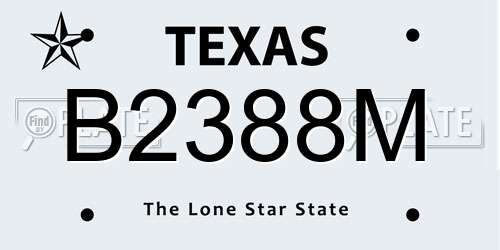 B2388M Texas License Plate