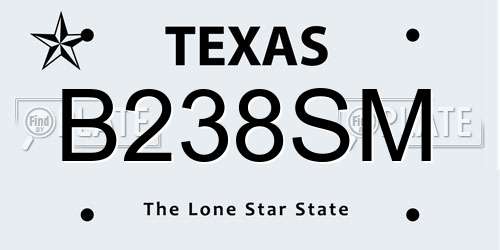 B238SM Texas License Plate