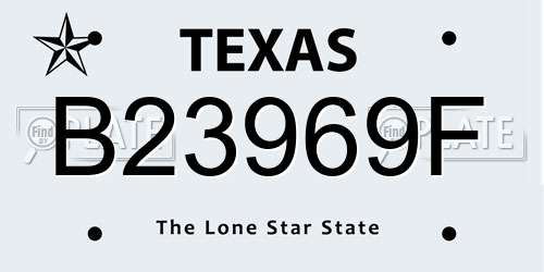 B23969F Texas License Plate