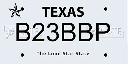 B23BBP Texas License Plate