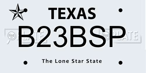 B23BSP Texas License Plate