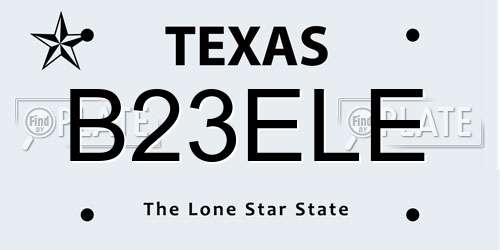B23ELE Texas License Plate