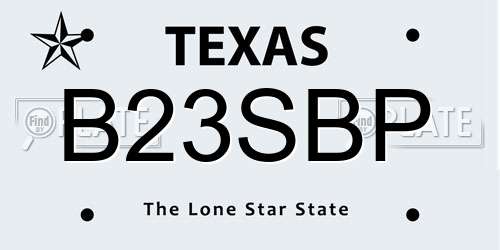 B23SBP Texas License Plate