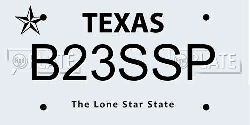B23SSP Texas License Plate