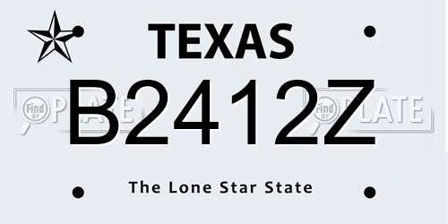 B2412Z Texas License Plate