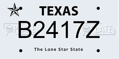 B2417Z Texas License Plate