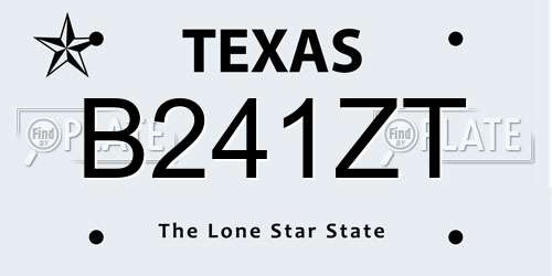 B241ZT Texas License Plate