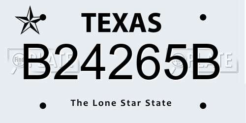 B24265B Texas License Plate