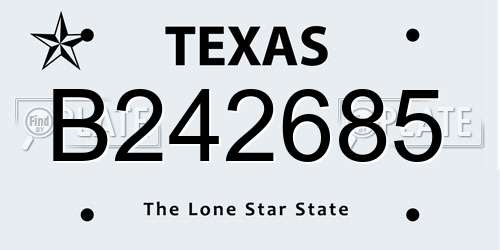 B242685 Texas License Plate