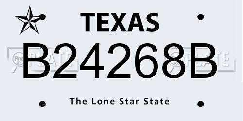 B24268B Texas License Plate