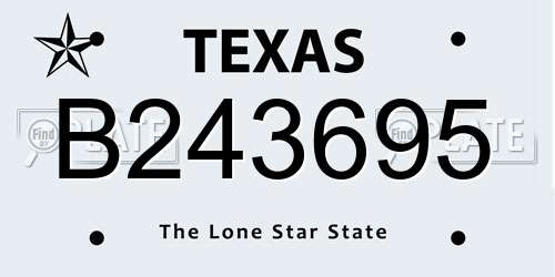 B243695 Texas License Plate