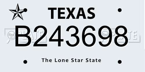 B243698 Texas License Plate