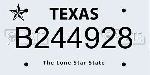 B244928 Texas License Plate