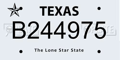 B244975 Texas License Plate