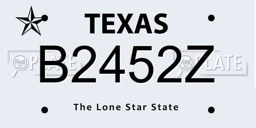 B2452Z Texas License Plate