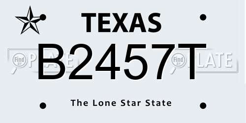 B2457T Texas License Plate