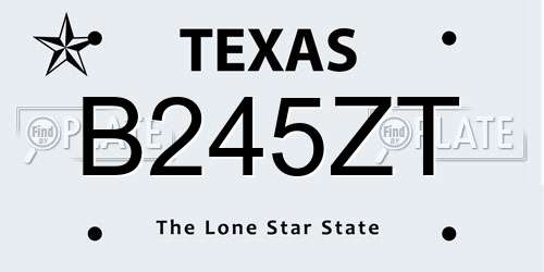 B245ZT Texas License Plate