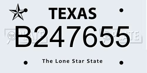 B247655 Texas License Plate