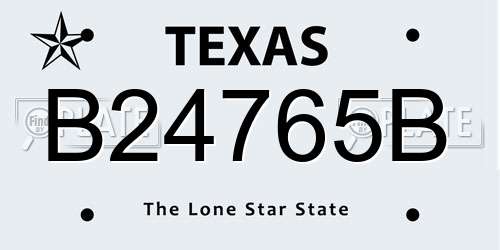 B24765B Texas License Plate