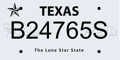 B24765S Texas License Plate