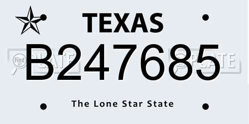 B247685 Texas License Plate