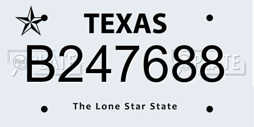 B247688 Texas License Plate