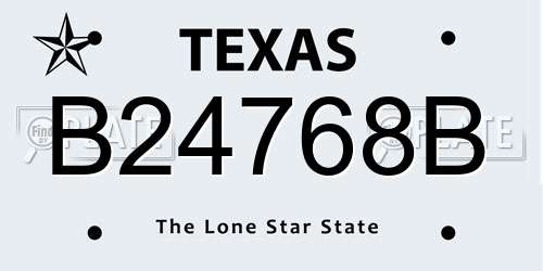 B24768B Texas License Plate
