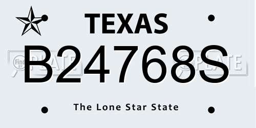 B24768S Texas License Plate