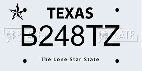B248TZ Texas License Plate