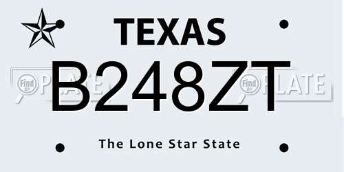 B248ZT Texas License Plate