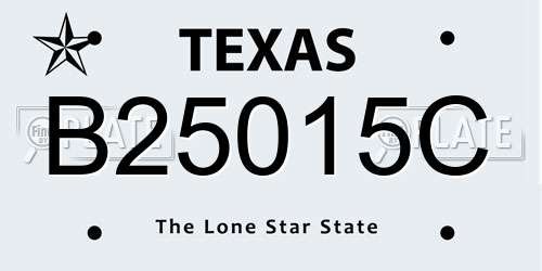 B25015C Texas License Plate