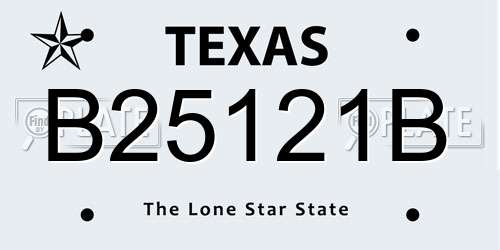 B25121B Texas License Plate