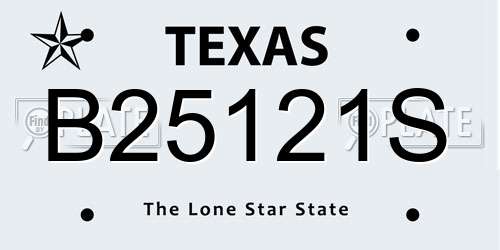B25121S Texas License Plate