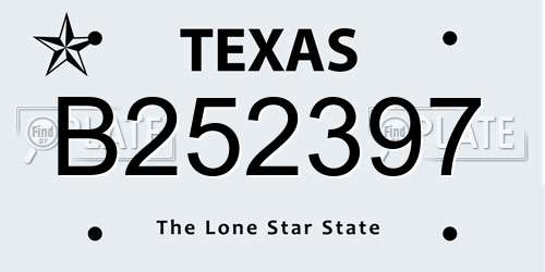 B252397 Texas License Plate