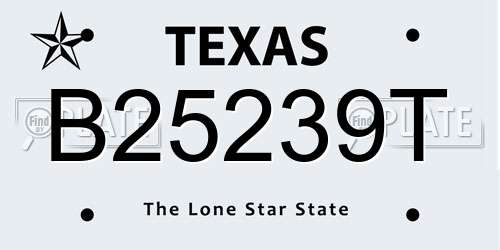 B25239T Texas License Plate