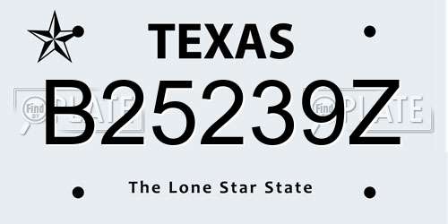 B25239Z Texas License Plate