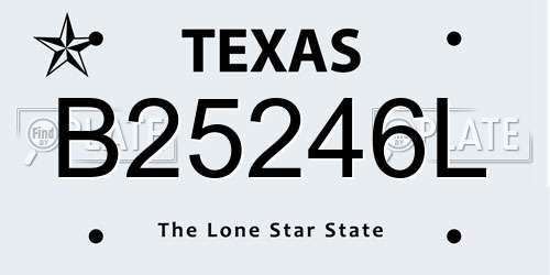 B25246L Texas License Plate