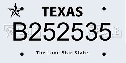 B252535 Texas License Plate