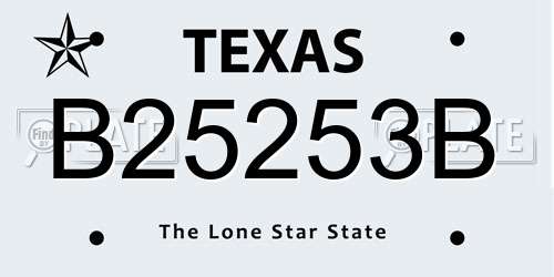 B25253B Texas License Plate
