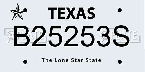 B25253S Texas License Plate