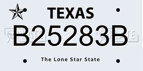 B25283B Texas License Plate