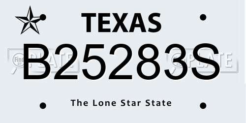 B25283S Texas License Plate
