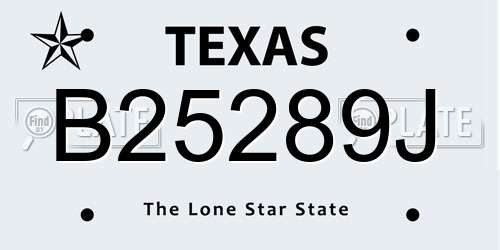 B25289J Texas License Plate