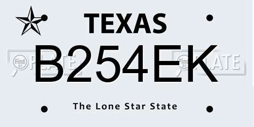 B254EK Texas License Plate