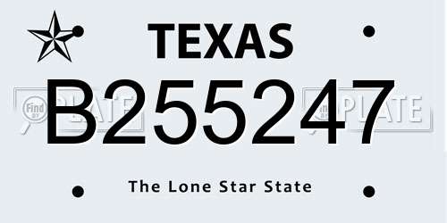 B255247 Texas License Plate