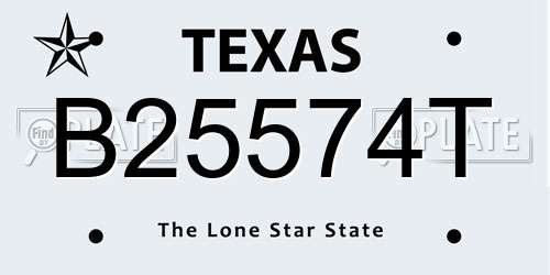 B25574T Texas License Plate