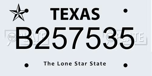 B257535 Texas License Plate