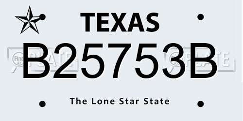 B25753B Texas License Plate